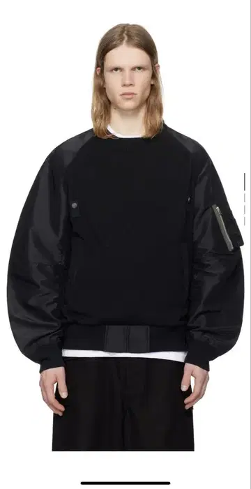 sacai 블랙 Nylon Twill Knit 풀오버 사이즈 3