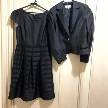 블랙 스트라이프 드레스와 자켓 세트 7호
