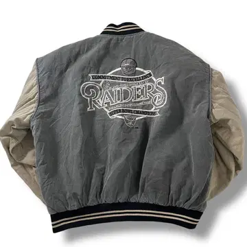 90s 페이드 RAIDERS 바시티 자켓 NUTMEG NFL 자수 로고