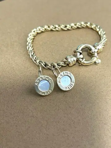 AGATHA PARIS 골드 팔찌 & 쉘 귀걸이 2세트