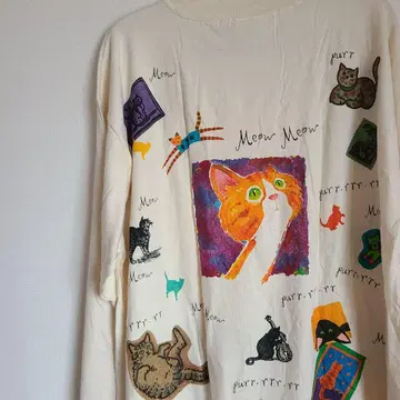 고양이 cat 90s 긴팔 티셔츠 XL XXL 빅 루즈 빅 사이즈 동물