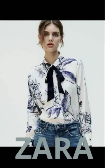 ZARA 꽃무늬 긴팔 셔츠