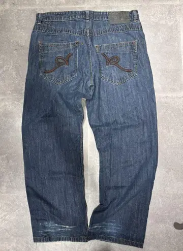 ROCAWEAR 다크 블루 와이드 데님 팬츠