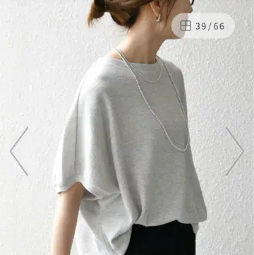 SHIPS any: 와플 와이드 코쿤 돌먼 TEE 라이트 그레이