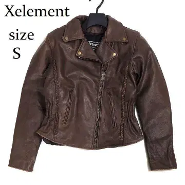 Xelement 엘리먼트 천연 가죽 가죽 자켓 라이더 편직 디자인 S