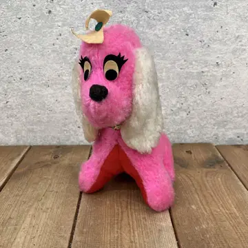 쇼와 레트로 당시 물건 개 핑크색 개 봉제 인형 인형 마스코트 완구