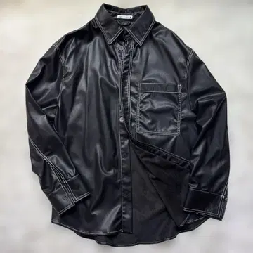 컨디션 최상 ZARA 2024 모델 가죽 셔츠 자켓 탑 스티치