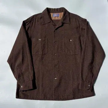 50s PENDLETON 보드 셔츠 울 무지 다크 브라운