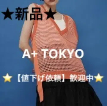A+ TOKYO WASHI 시어 니트탑 ( 오렌지 계열 )