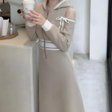 Lumignon LL 후디드 롱 드레스 베이지 M