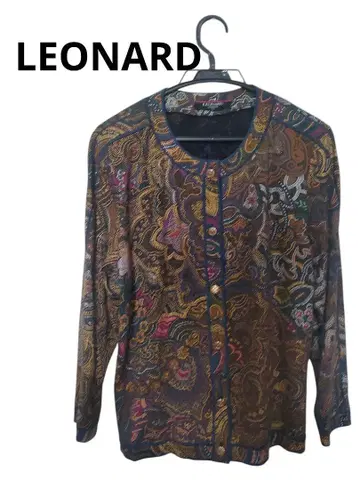 d15 컨디션 최상 LEONARD 레오나르 상의 가디건 볼레로 실크 혼방