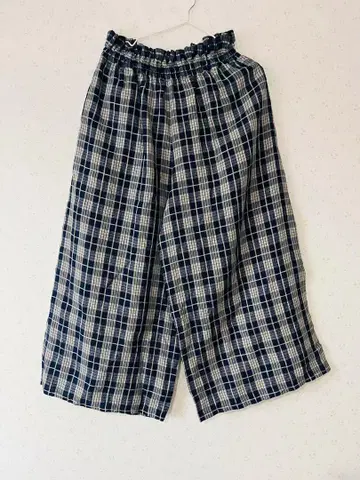 새상품 이치앤티크스 린넨 체크 팬츠 린넨 와이드 팬츠 네이비 네이비