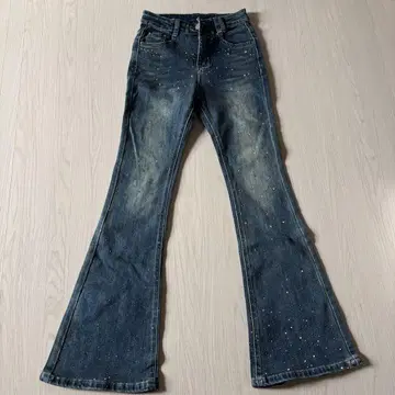 큐빅 반짝이는 플레어 데님
