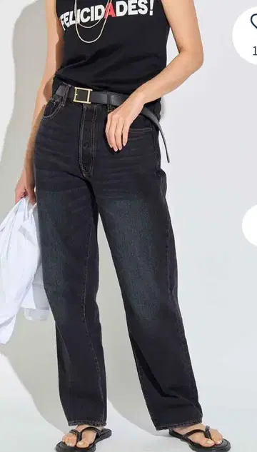 라소에누 데님 와이드 팬츠 블랙