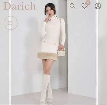 Darich 터틀넥 헤머 퍼 니트 미니 원피스