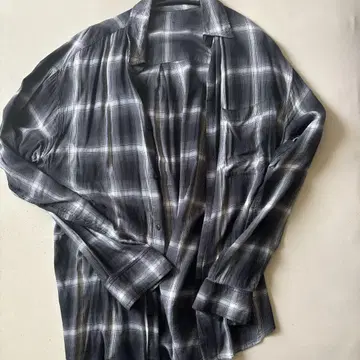 블랙 화이트 체크 무늬 긴팔 셔츠