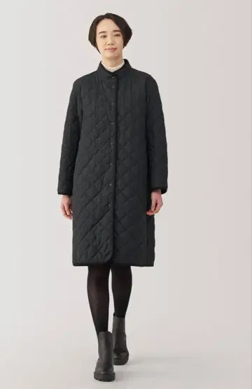 MUJI 퀼팅 롱 코트 블랙 L 사이즈
