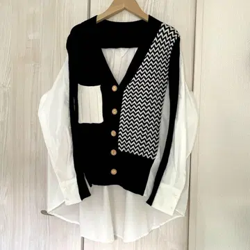 T'S COLLECTION 레이어드 스타일 니트 셔츠 가디건