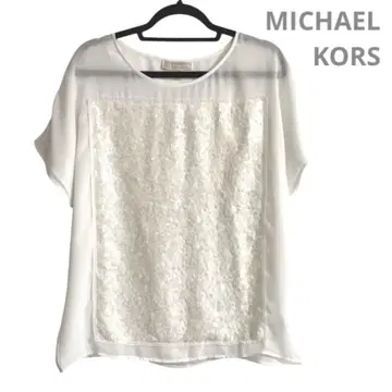 컨디션 최상 MICHAELKORS 마이클코어스 스팽글 블라우스 화이트 L