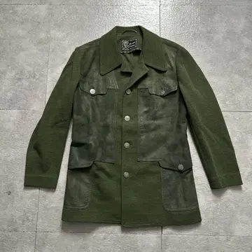 80s 빈티지 스웨이드 니트 절개 헌팅 자켓 VTG 모드 로카빌리