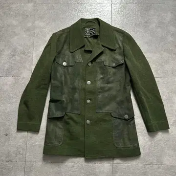 80s 빈티지 스웨이드 니트 절개 헌팅 자켓 VTG 모드 로카빌리