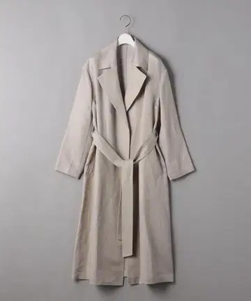 블렌드 트윌 랩 코트 롱 트렌치 코트 린넨
