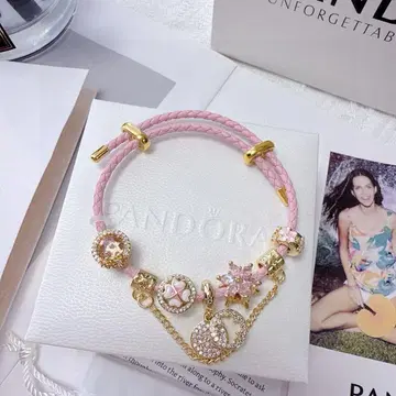 PANDORA 핑크 참 팔찌