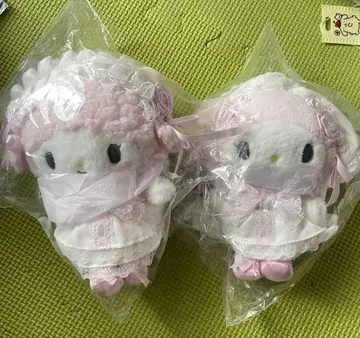 화이트 프릴 디자인 마이멜로디 피아노 봉제 인형 마스코트 키링