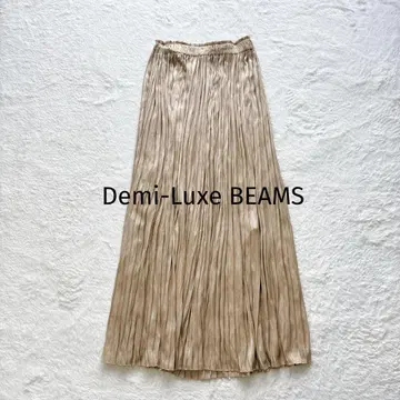 Demi-Luxe BEAMS 플리츠 스커트 새틴 베이지 롱 밴딩