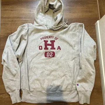 Champion 그레이 후드티 PROPERTY OF H 02 3단 프린트