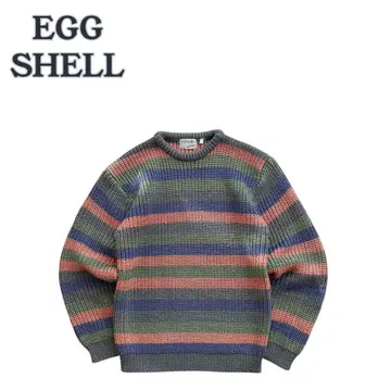 [ 새상품급 ] EGG SHELL 90s 멀티 보더 아크릴 니트 스웨터