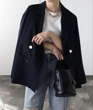 ap retro 더블 테일러드 자켓 네이비 테일러드 자켓