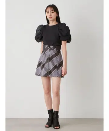 스나이델 센터 지퍼 스커트 쇼팬츠 체크 size 2 그레이