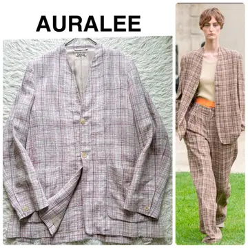 새상품급 AURALEE 린넨 실크 노카라 자켓 핑크