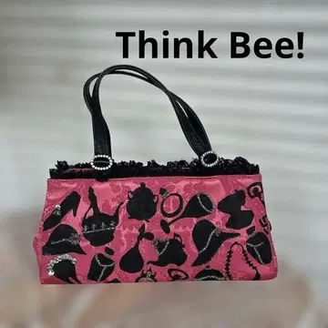새상품! Think Bee! 실루엣 패턴 핑크 핸드백