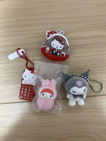 헬로키티 마이멜로디 쿠로미 키링 세트