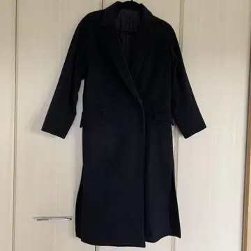 네이비 싱글 블레스 롱 코트