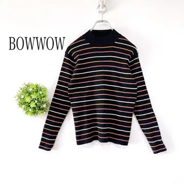 BOWWOW [ M ] 긴팔 하이넥 스웨터 보더 모 헤어 리브 캐주얼