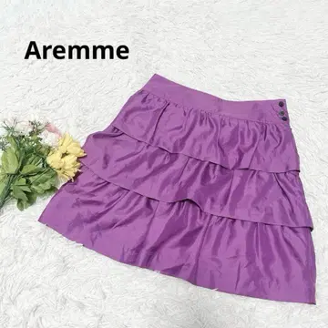 Aremme* 스커트 프릴 미니 기장 버튼 포인트 컬러 화려함