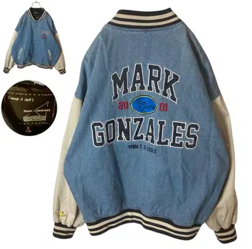 마크곤잘레스 빅 로고 데님 컬러링 바시티 자켓 빅 사이즈