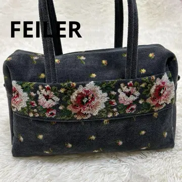 [ FEILER ] 꽃무늬 보스턴 백 그레이
