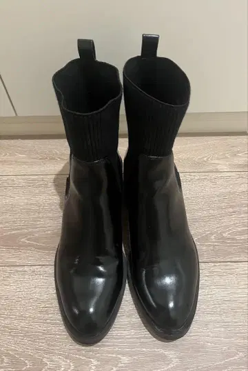 ZARA 사이드 고어 부츠 블랙 합성 피혁 니트
