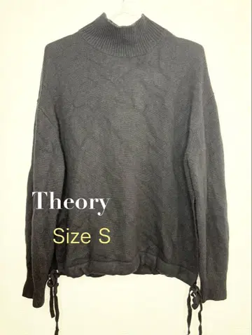 Theory 하이넥 스웨터 캐시미어 혼방 블랙 사이드 슬릿
