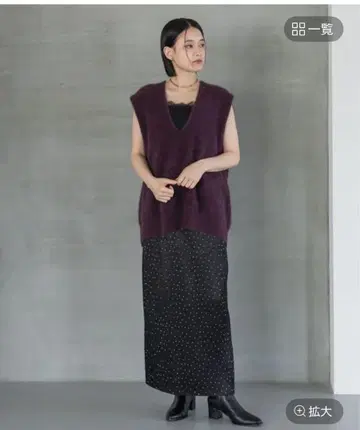 플리츠 타이트 스커트 도트 S 사이즈