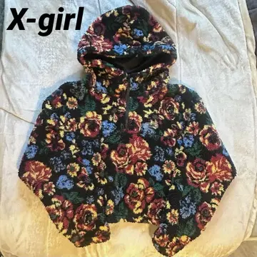 X-girl 꽃무늬 플리스 후디