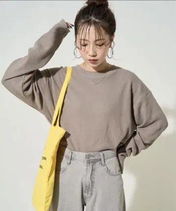 T셔츠 한정판 와플 크루넥 튜닉 풀오버