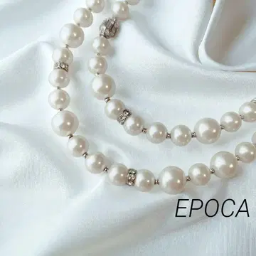 [새상품급] EPOCA 에포카 롱 목걸이 모조 진주 큐빅