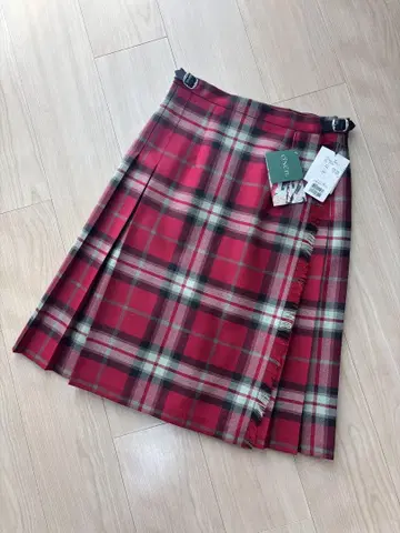 [택 포함 새상품] 오닐 오브 더블린 퀼트 스커트 울 빨간색 체크 M