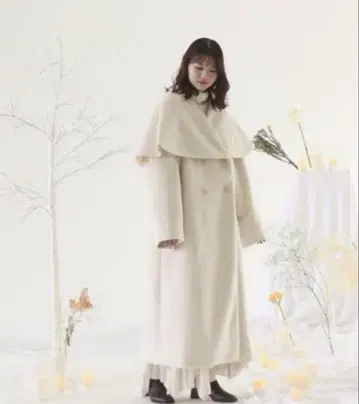멜로우 네온 샤기 롱 코트 ivory