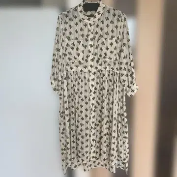 melange 선인장 패턴 긴팔 셔츠 원피스 S